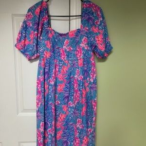 Lilly Pulitzer Delaney short sleeve dress elastic back